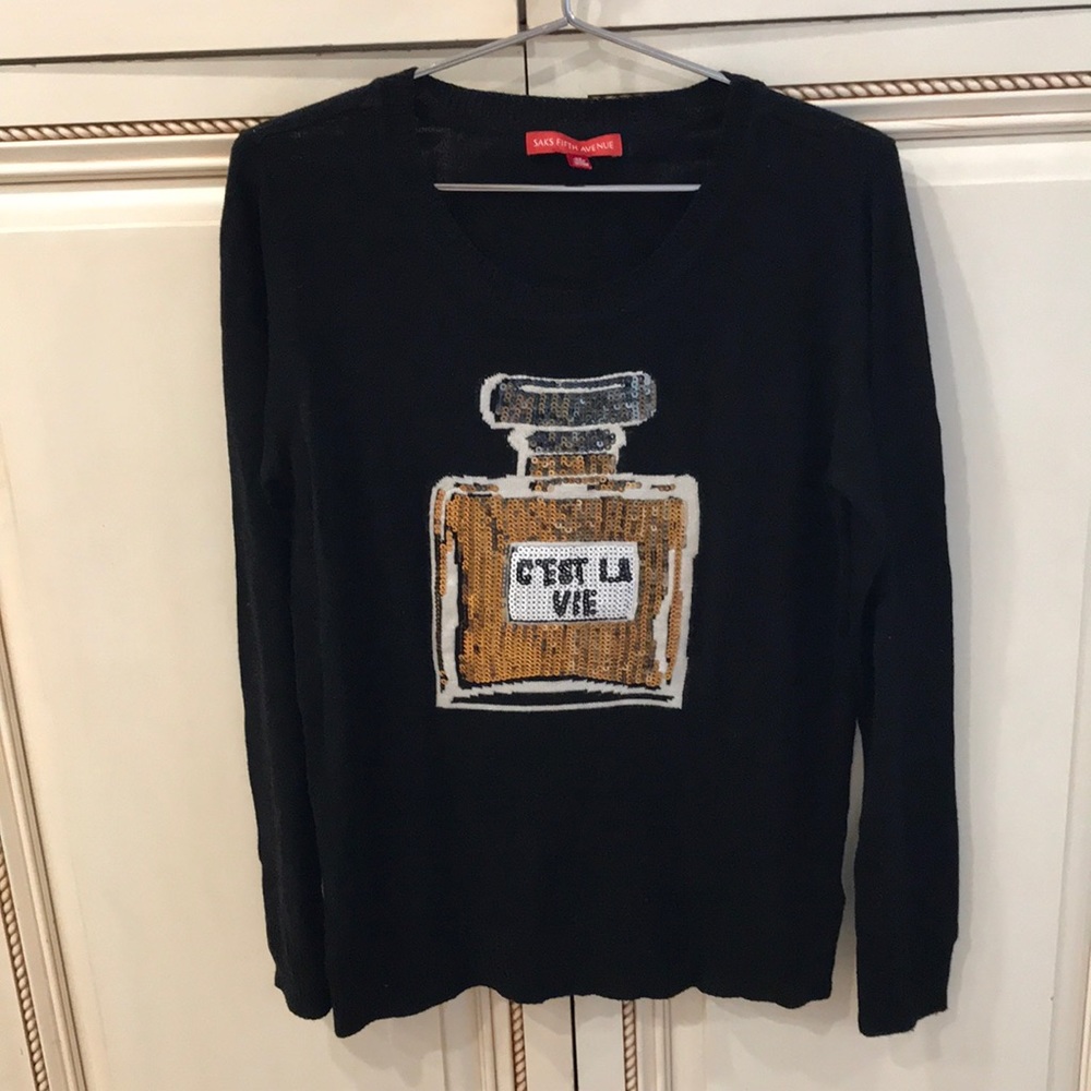 Saks Fifth Avenue Sweater Parisian Sequin So Cute